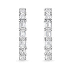 Lab Grown Emerald Diamond Hoop Earrings - 1.00"