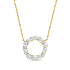 Lab Grown Oval and Emerald Diamond Circle Pendant