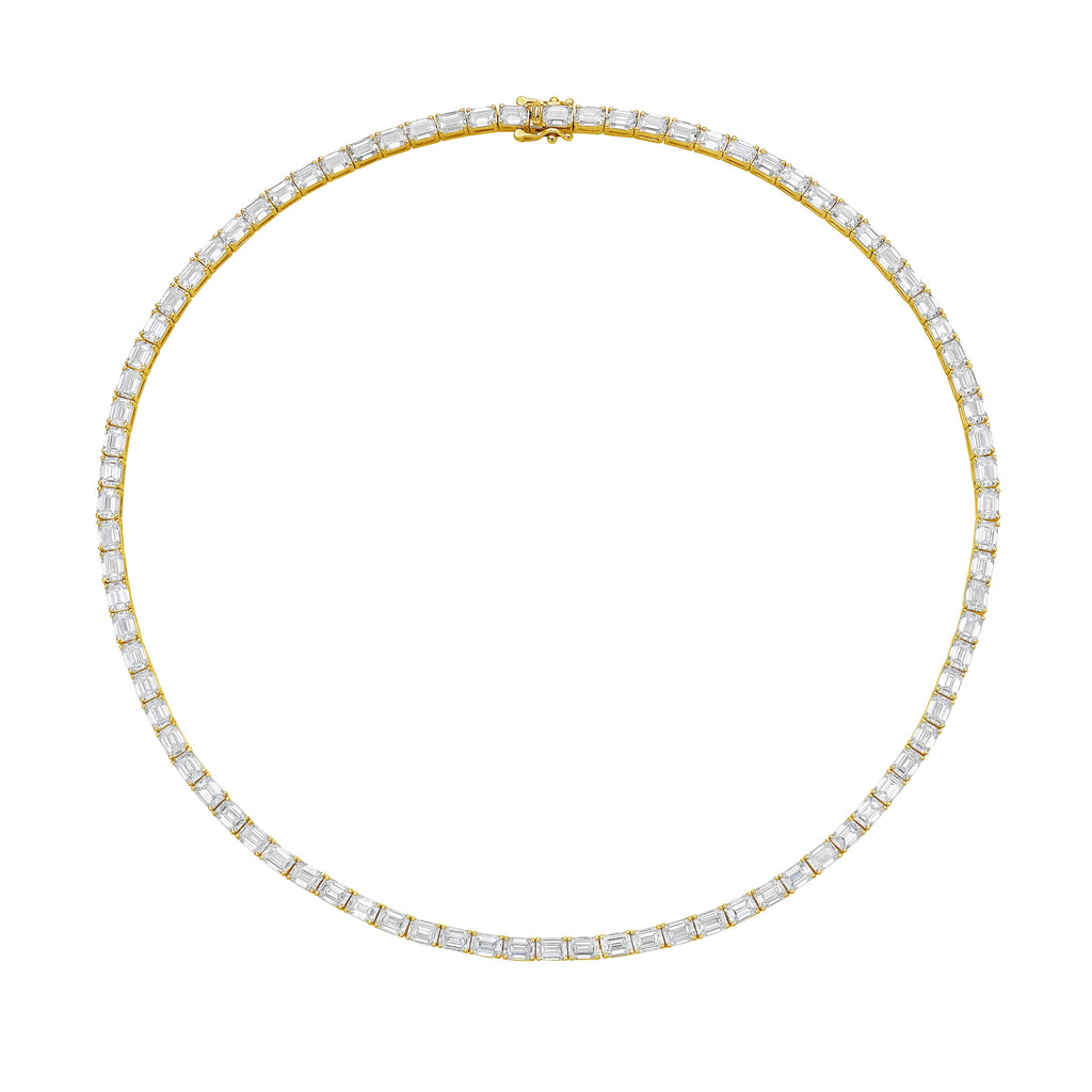 Lab Grown Emerald Cut East West Tennis Necklace