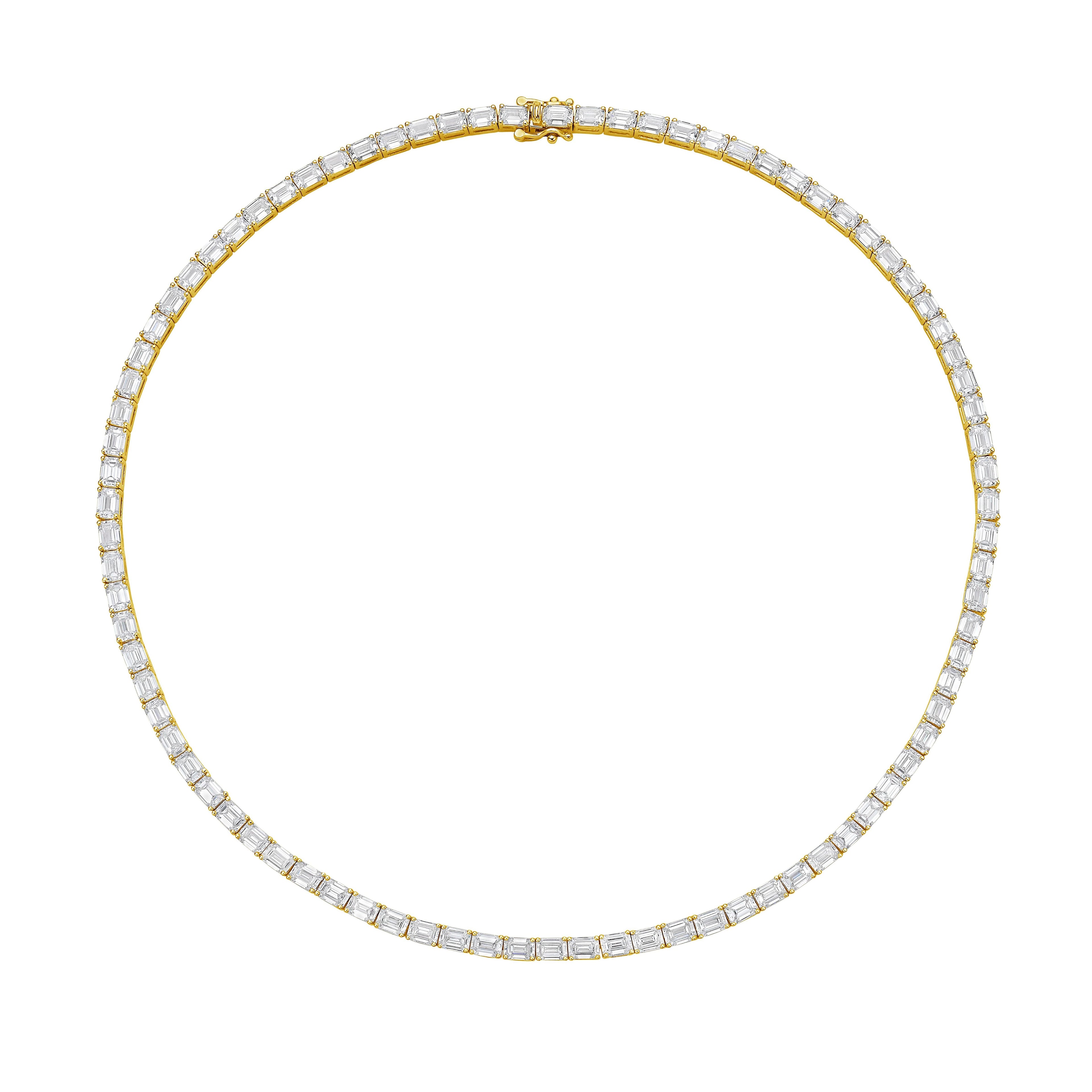 Lab Grown Emerald Cut East West Tennis Necklace