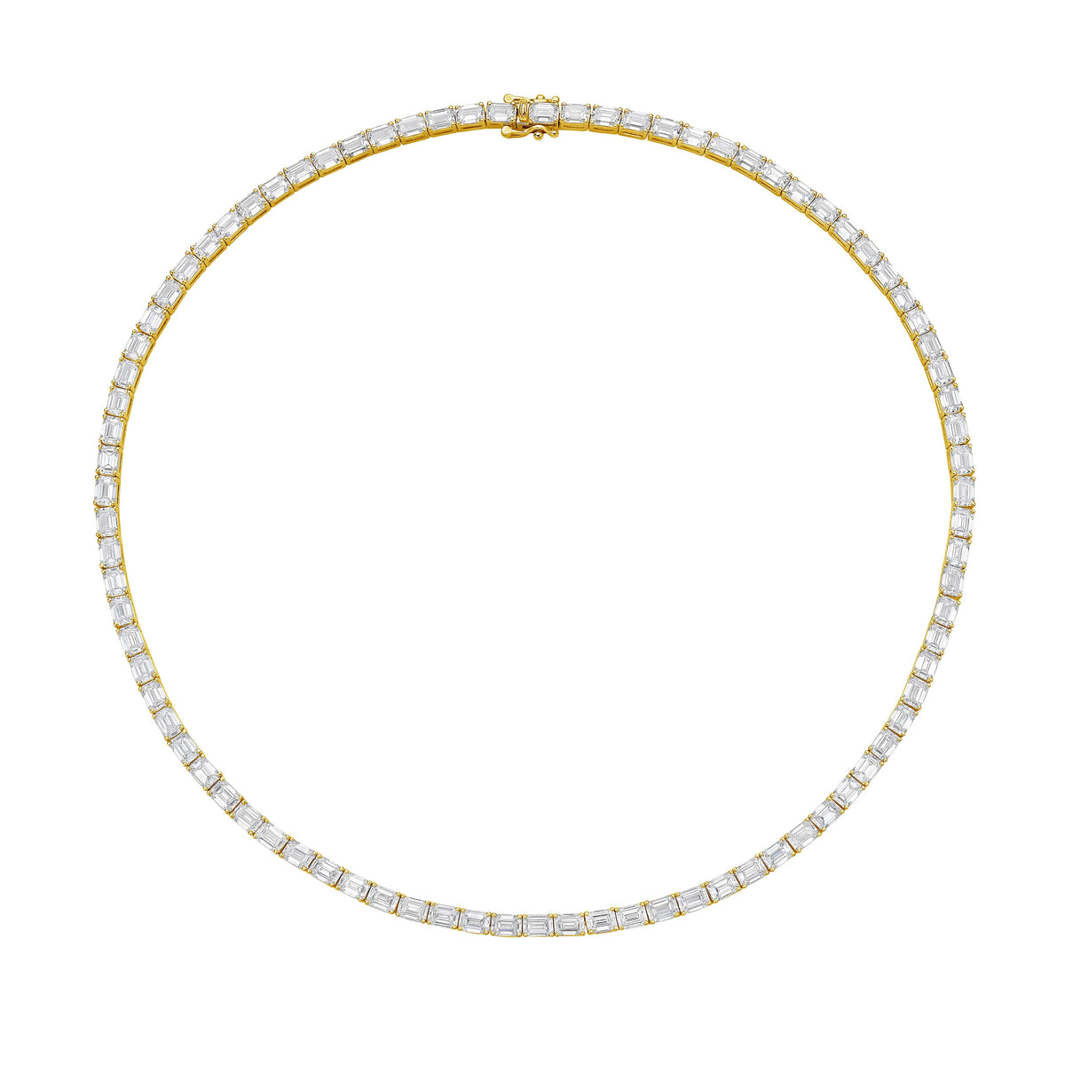 Lab Grown Emerald Cut East West Tennis Necklace