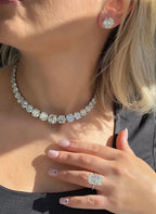 110 Cts Custom Cut Lab Diamond Riviera Tennis Necklace