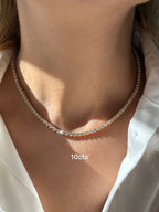 Lab-Grown Round Diamond Tennis Necklace, 3-Prong