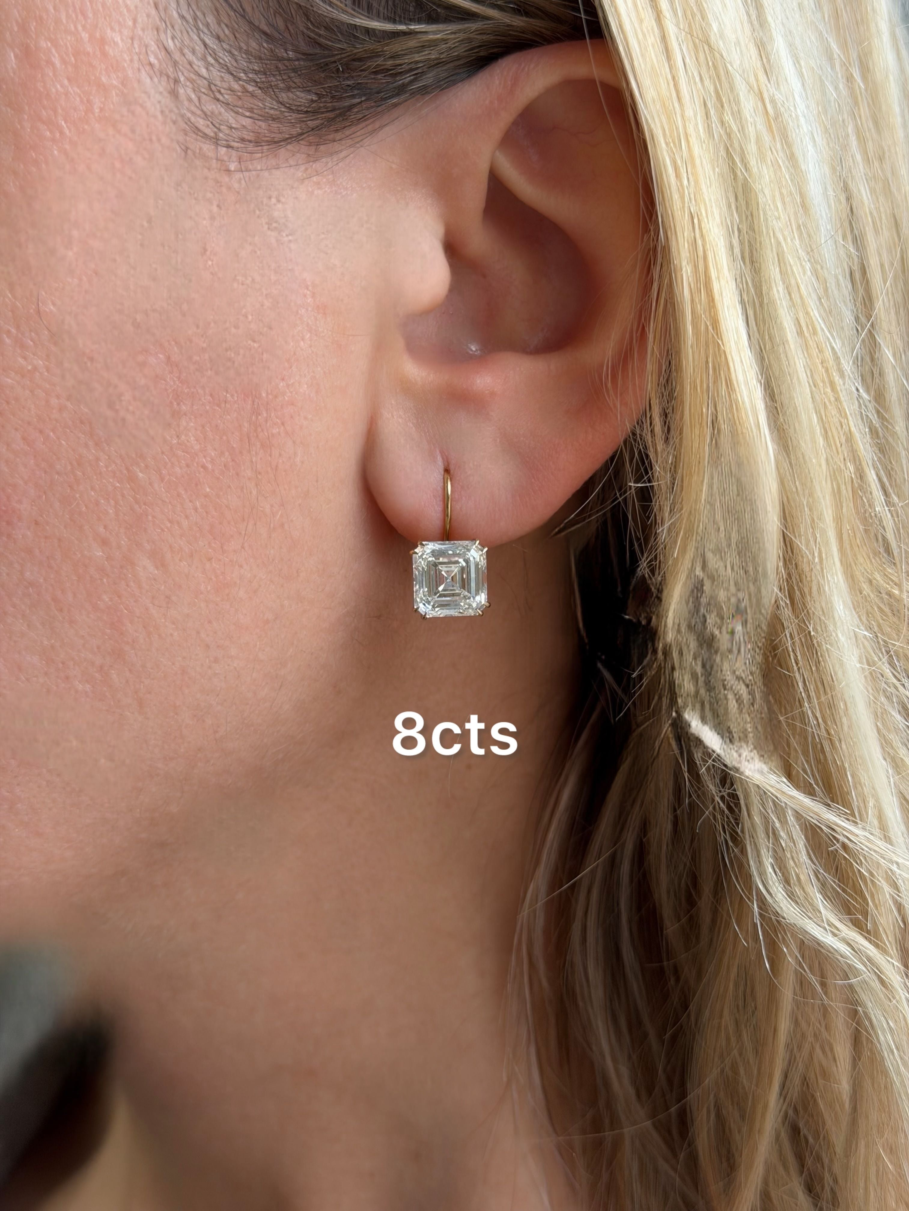 Lab-Grown Asscher Cut Diamond Drop Earrings, 14K Gold