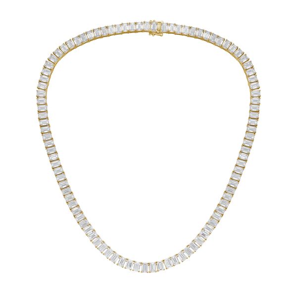 Lab Grown Emerald Cut Diamond Tennis Necklace