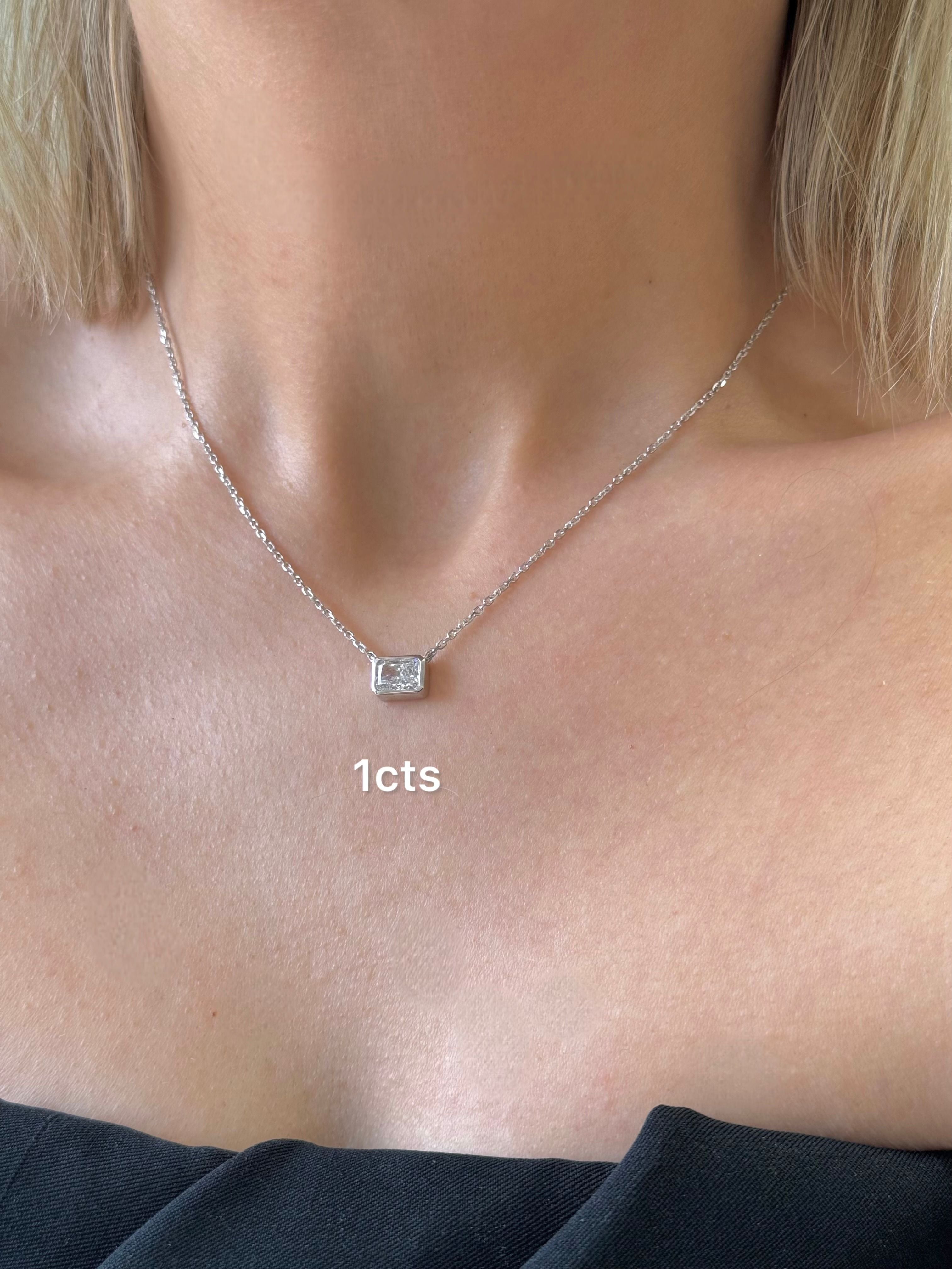 Lab-Grown Radiant Cut Diamond Bezel Pendant