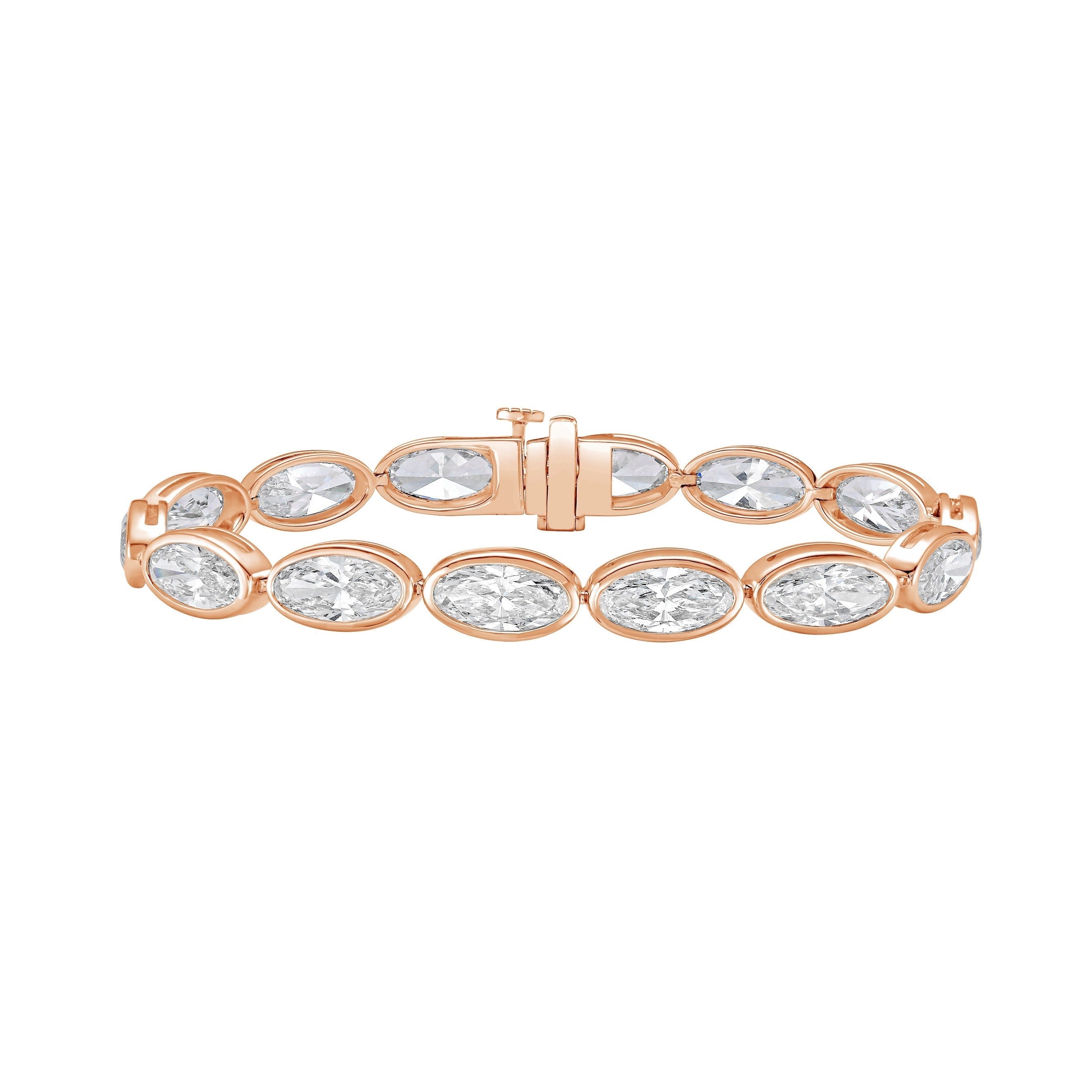 Lab-Grown Oval Diamond Bezel Bracelet, 14K Gold