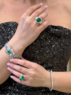 Emerald And Yellow Diamond Halo Ring