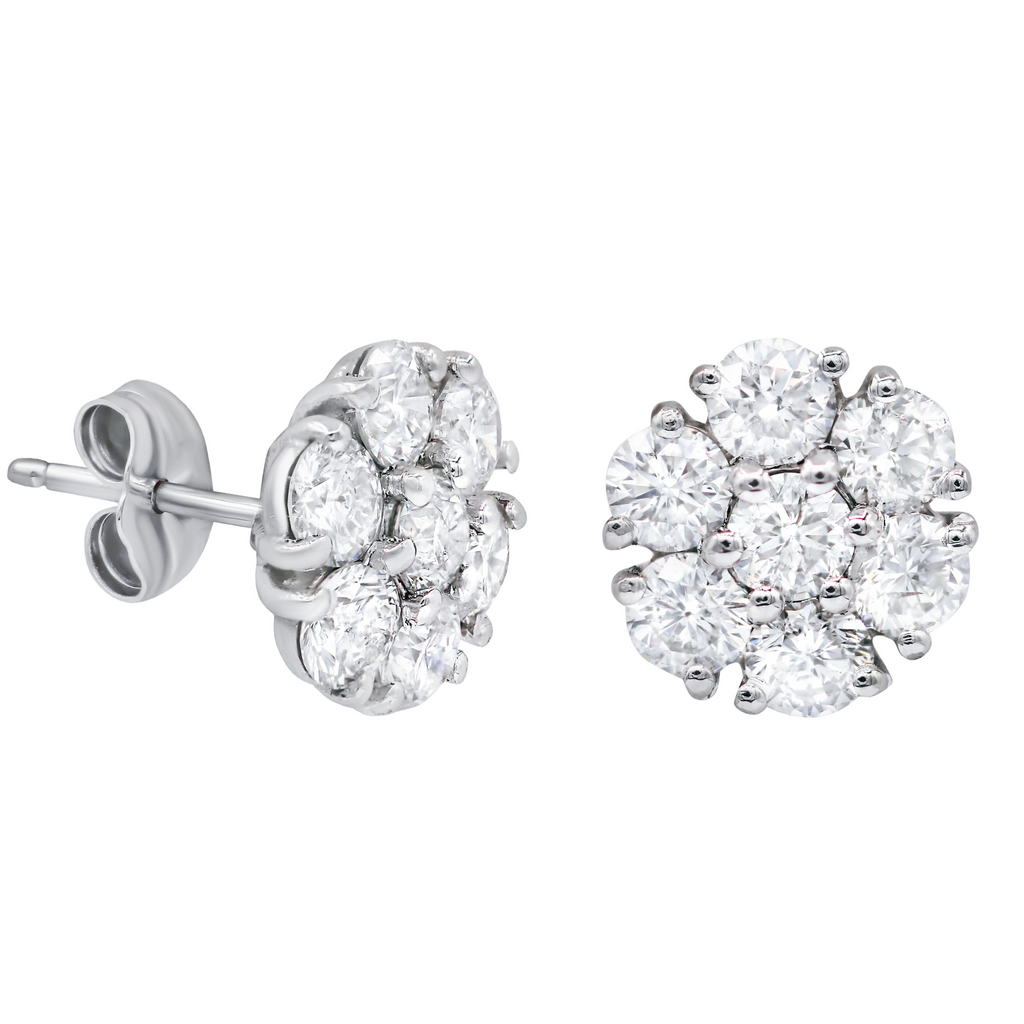 Lab-Grown Flower Cluster Studs, 14K Gold