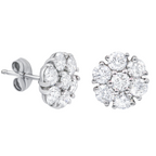 Lab-Grown Flower Cluster Studs, 14K Gold