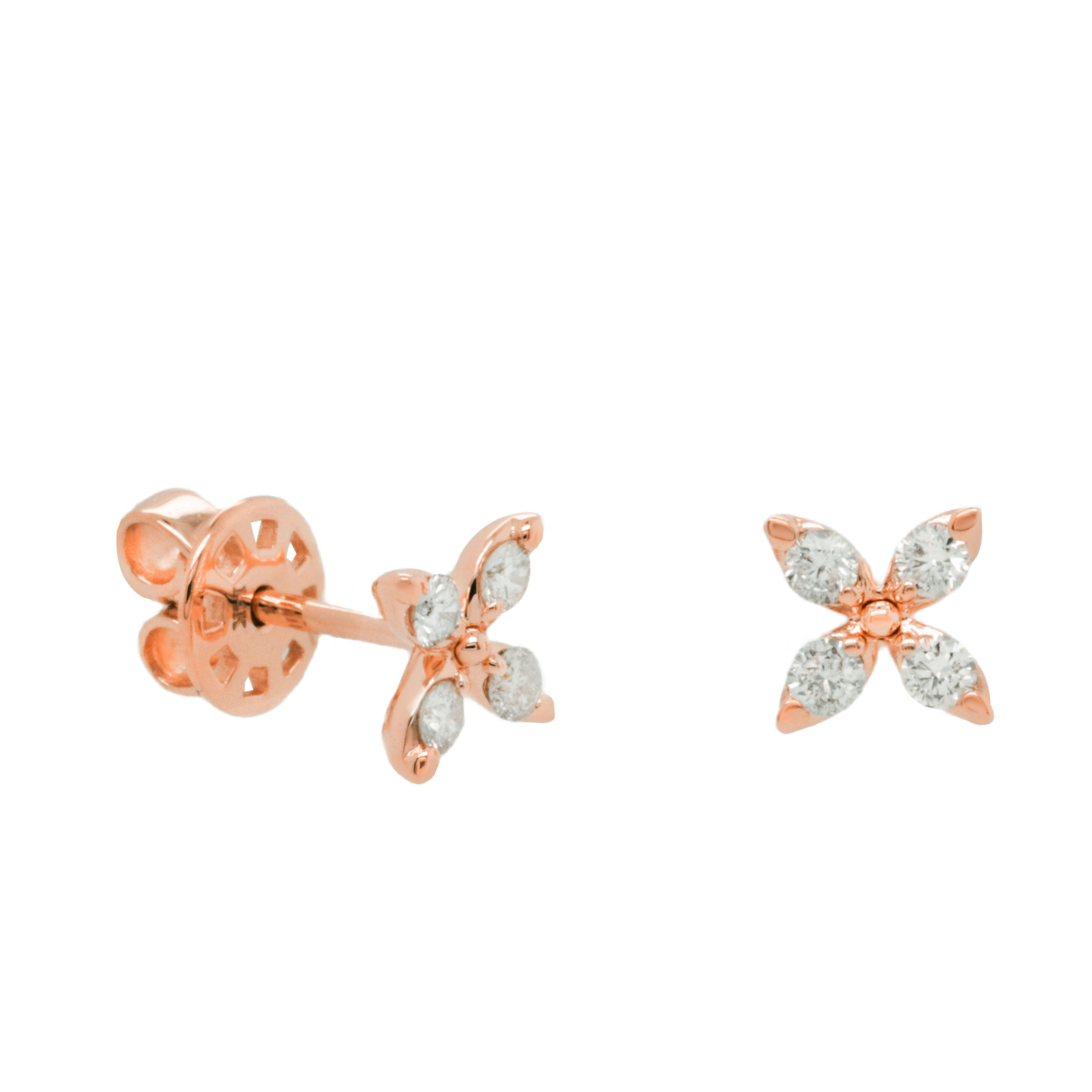 Lab-Grown Diamond Clover Stud Earrings, 14K Gold