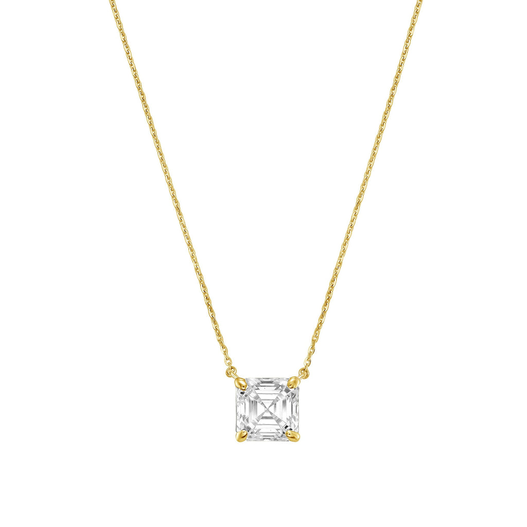 Lab-Grown Diamond East West Asscher Pendant, 18K Gold