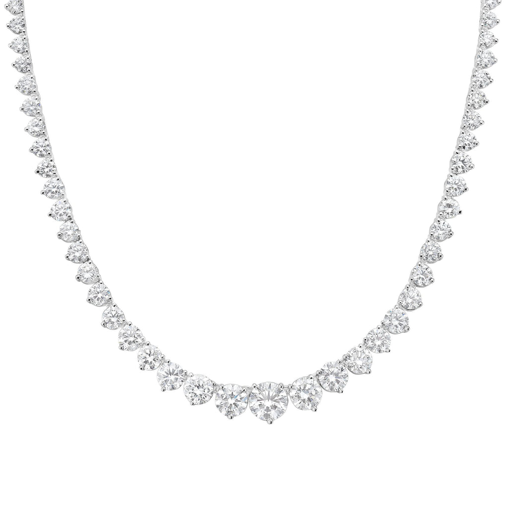 Lab-Grown Graduated 3 Prong Tennis Necklace, 14K Gold