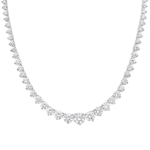 Lab-Grown Graduated 3 Prong Tennis Necklace, 14K Gold