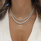 Lab-Grown Graduated 3 Prong Tennis Necklace, 14K Gold