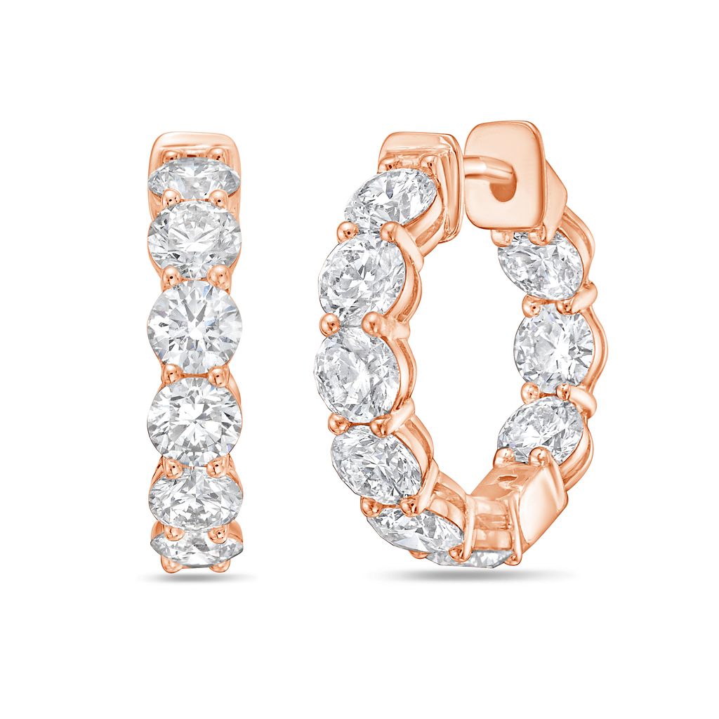 Lab Grown Round Diamond Hoop Earrings - 0.75"