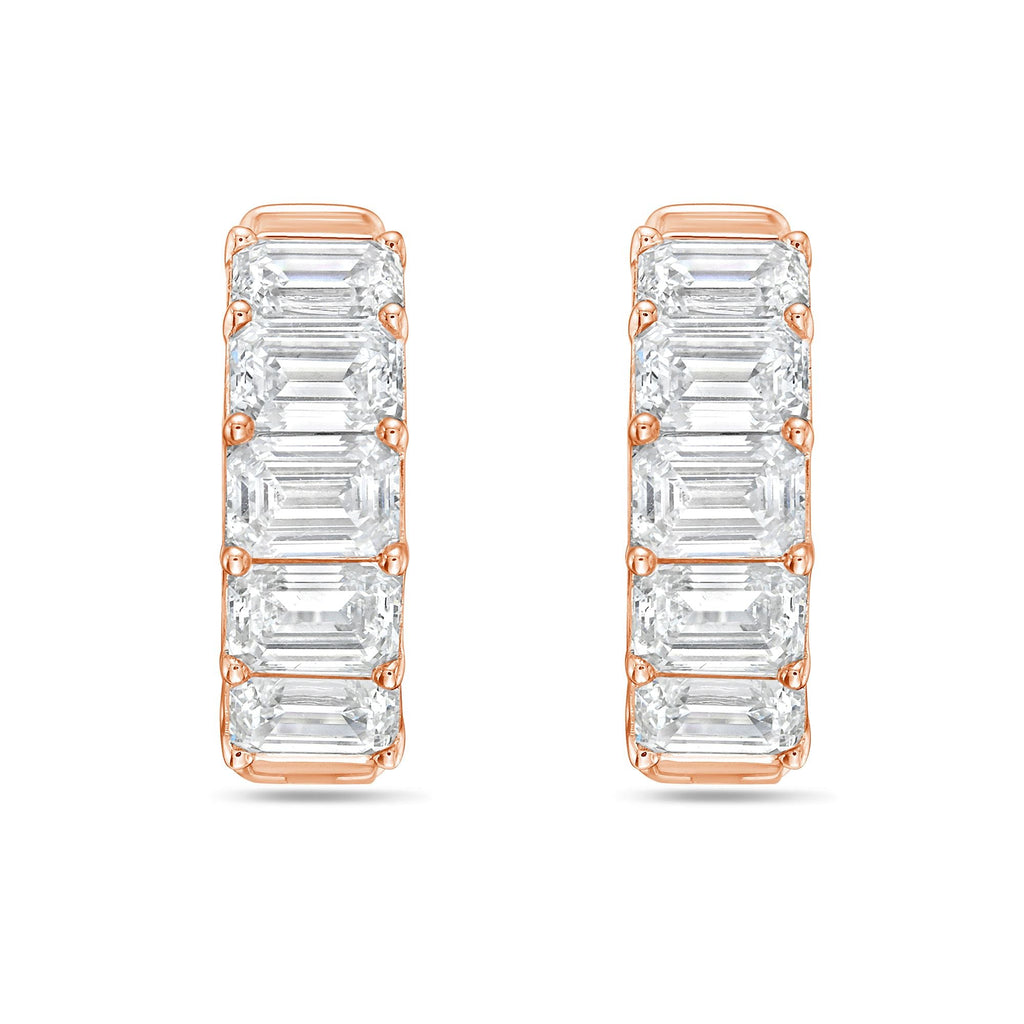 Lab Grown Emerald Diamond Hoop Earrings - 0.50"