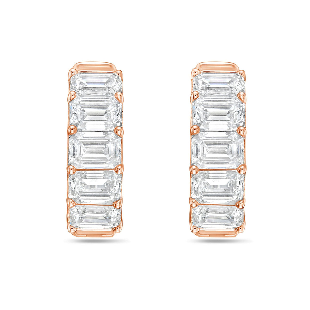 Lab Grown Emerald Diamond Hoop Earrings - 0.50"