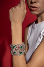 Emerald Diamond Halo Motif Bracelet