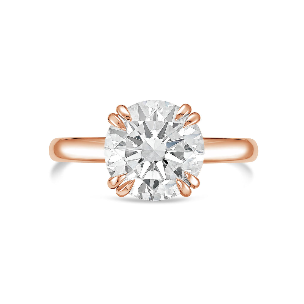 Lab-Grown Round Split Claw Engagement Ring, 18K Gold