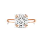 Lab-Grown Round Split Claw Engagement Ring, 18K Gold