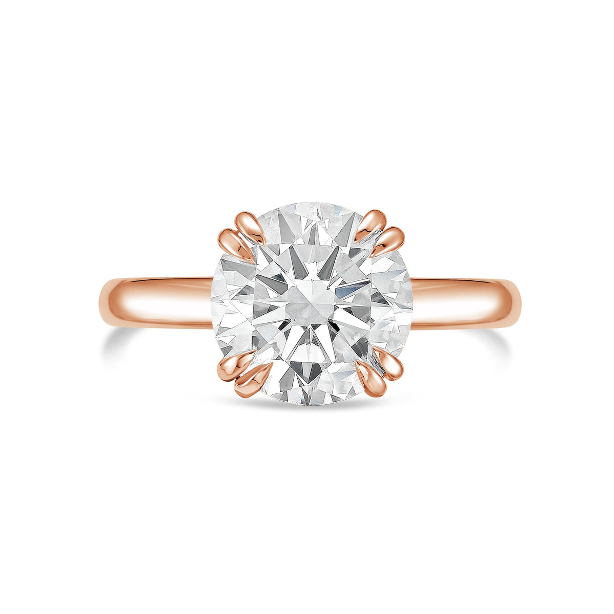Lab-Grown Round Split Claw Engagement Ring