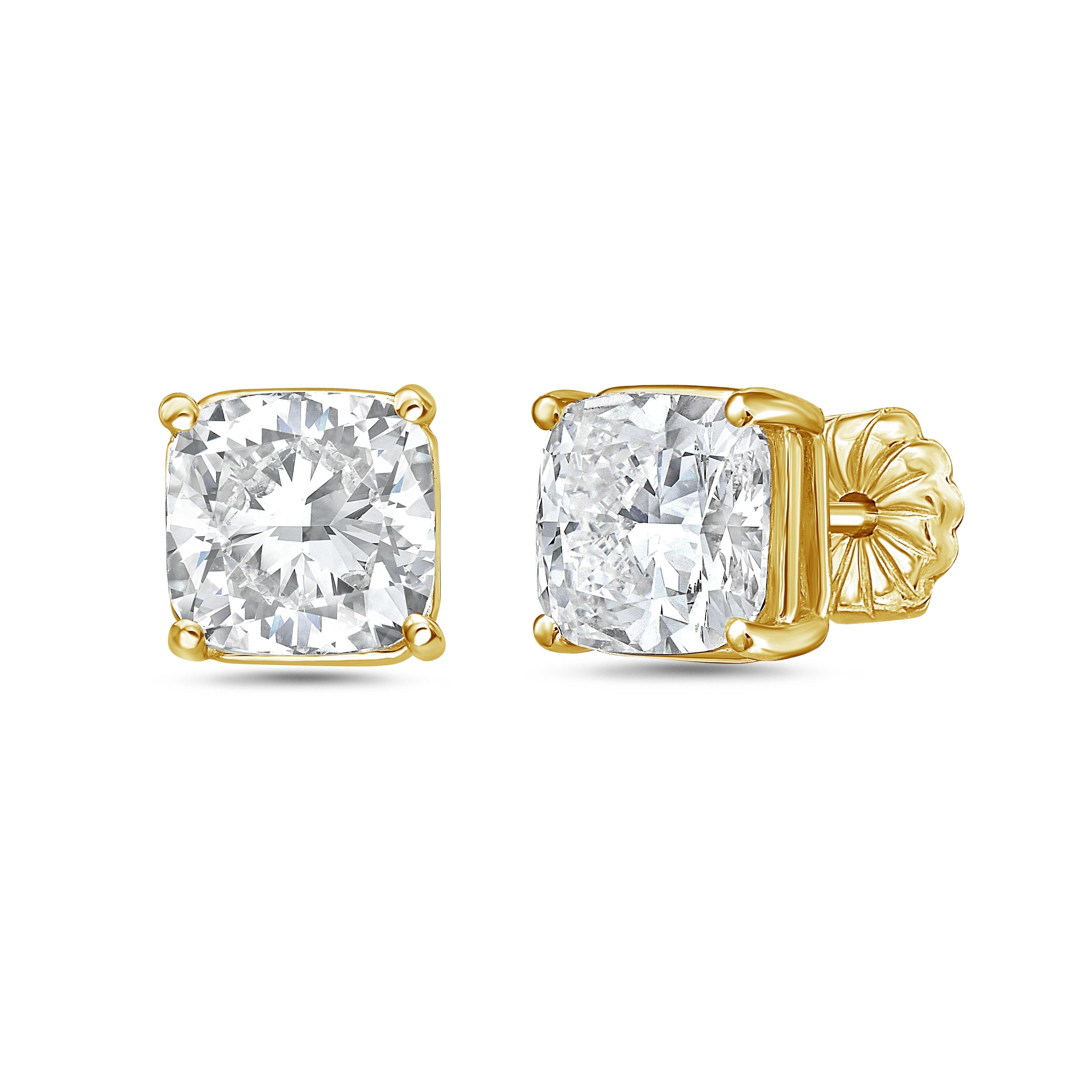 Lab Grown Square Cushion Studs