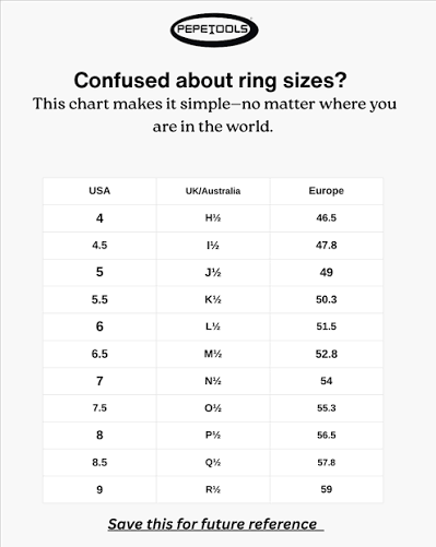 Size chart for 18ct White Gold 0.50ct Diamond Curved Wedding Ring