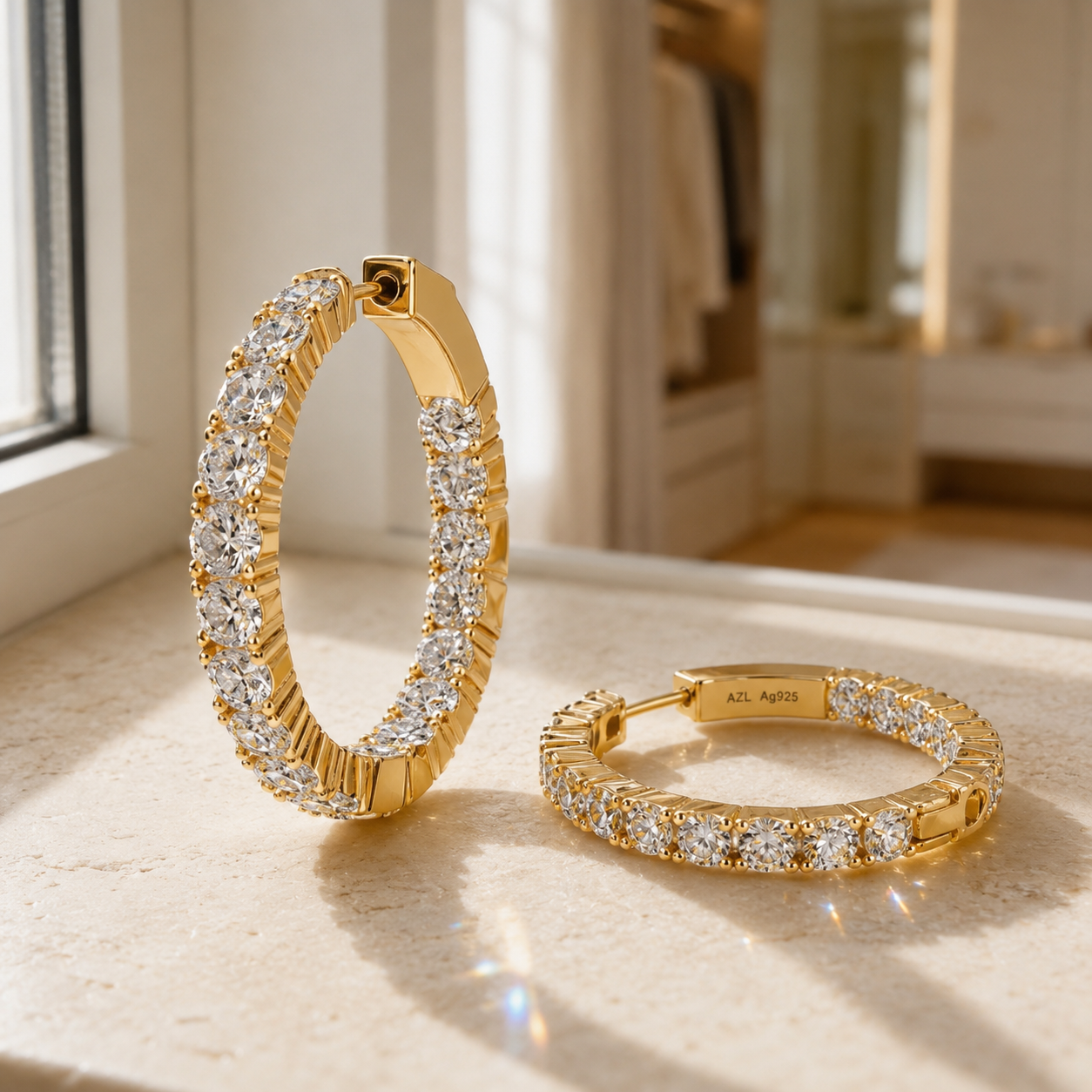 8 Carat Inside Out Oval Hoops