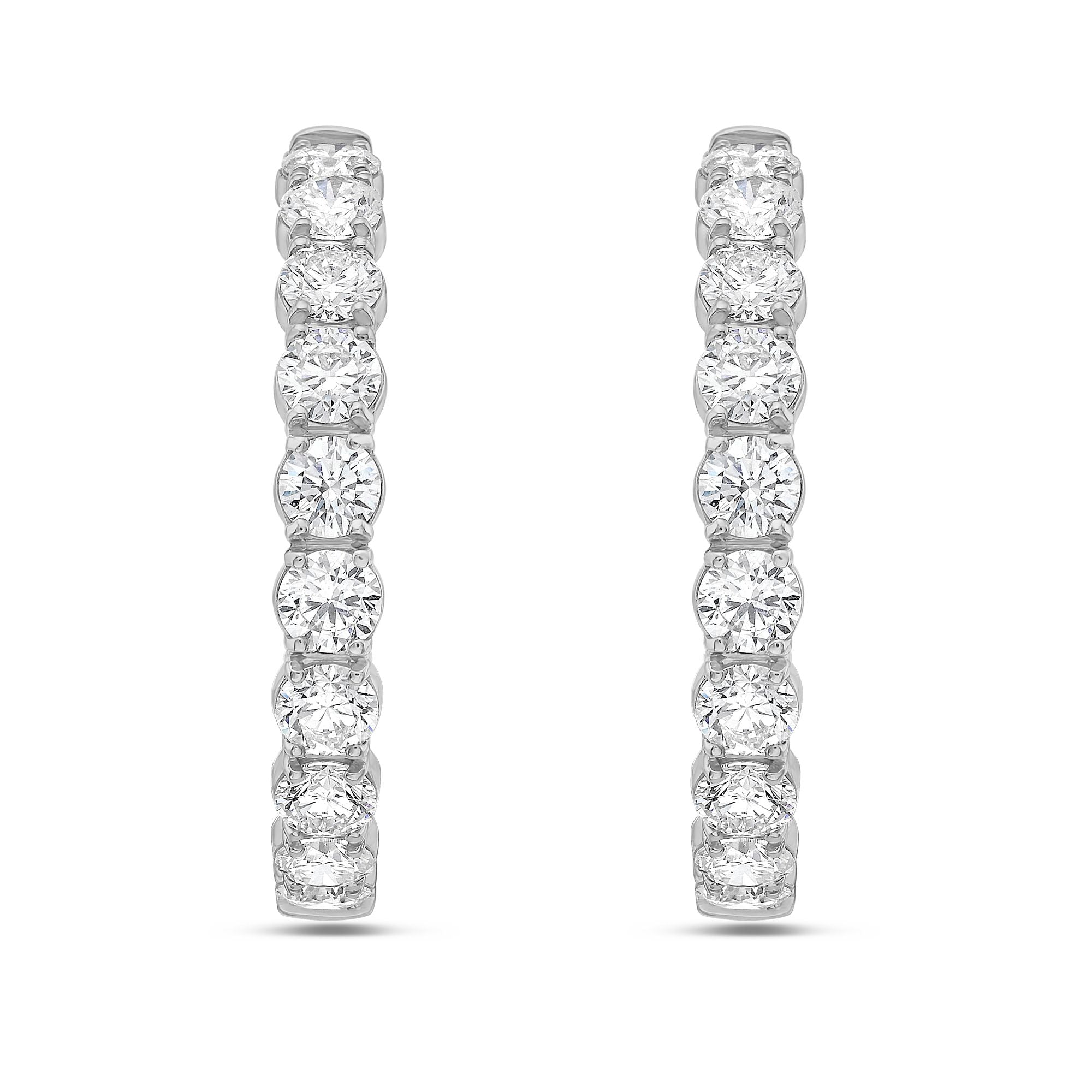 Lab Grown Round Diamond Hoop Earrings - 1.75"