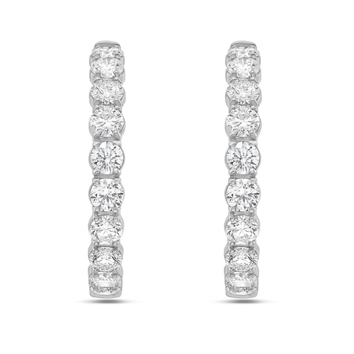 Lab Grown Round Diamond Hoop Earrings - 1.75"