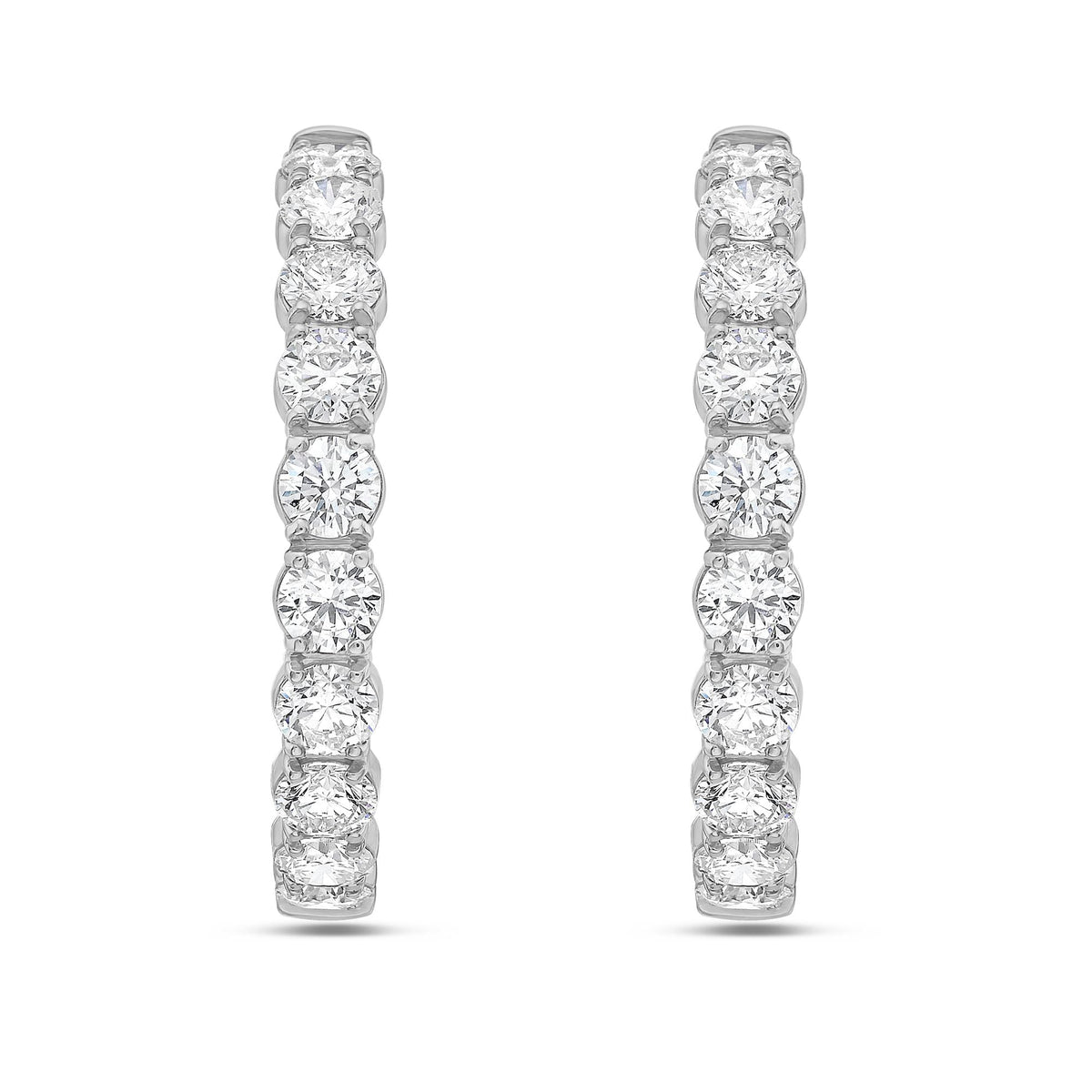 Lab Grown Round Diamond Hoop Earrings - 1.75"