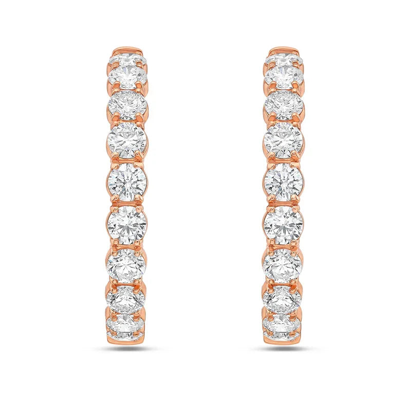 Lab Grown Round Diamond Hoop Earrings - 1.25"
