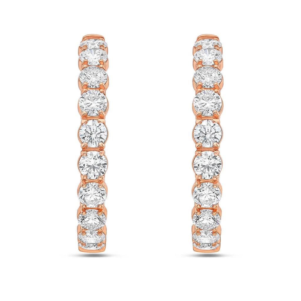 Lab Grown Round Diamond Hoop Earrings - 1.75"