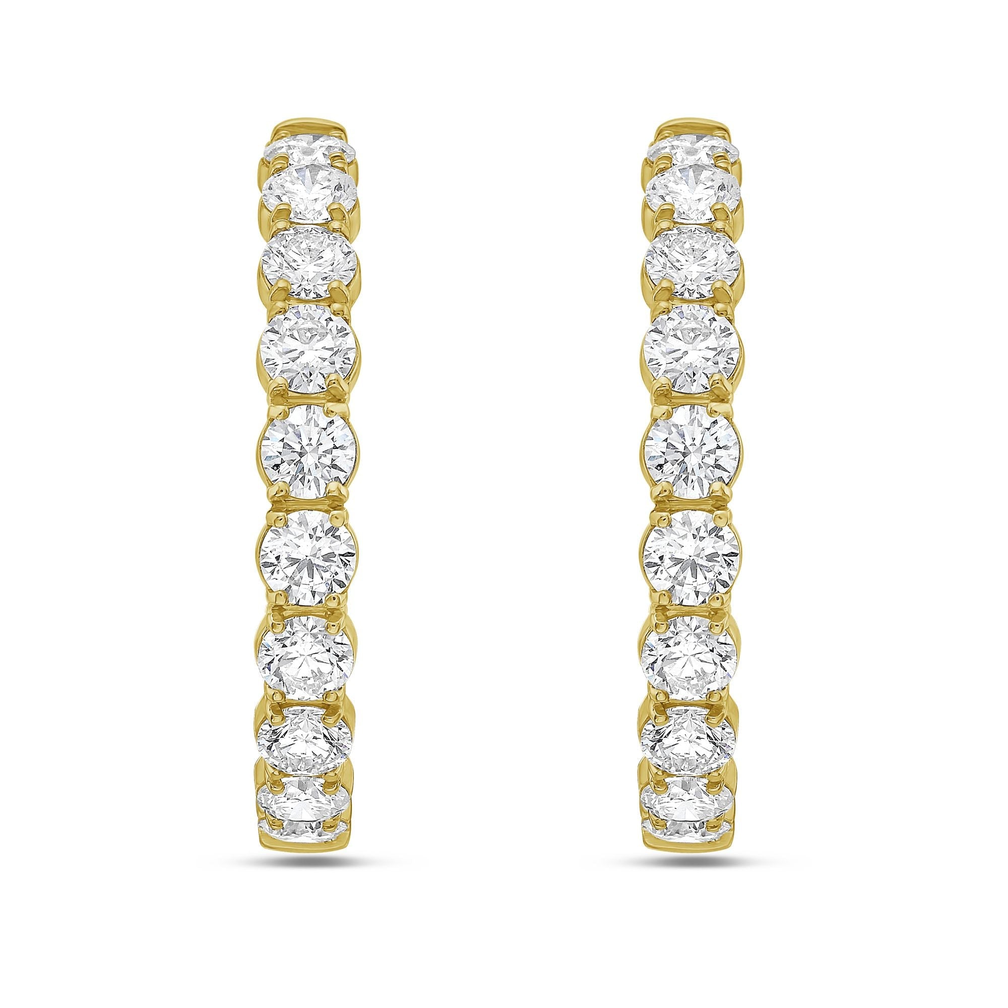 Lab Grown Round Diamond Hoop Earrings - 1.75"