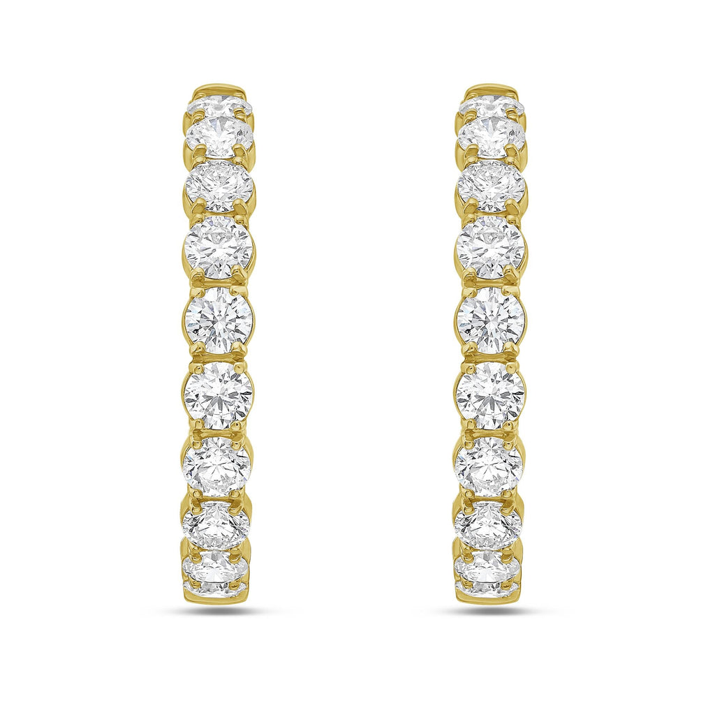 Lab Grown Round Diamond Hoop Earrings - 1.75"