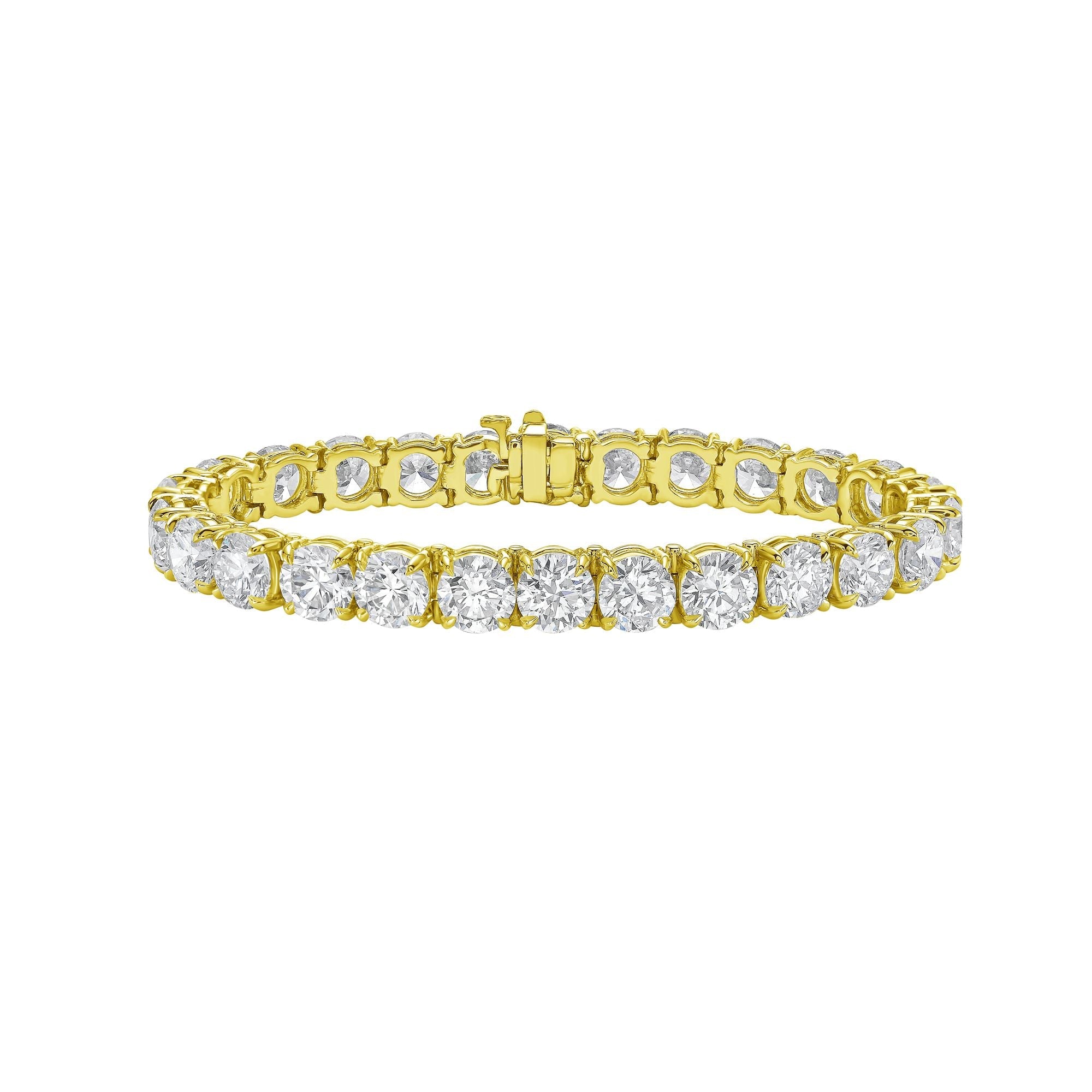 Lab-Grown Round Diamond Tennis Bracelet, 4-Prong, 14K Gold