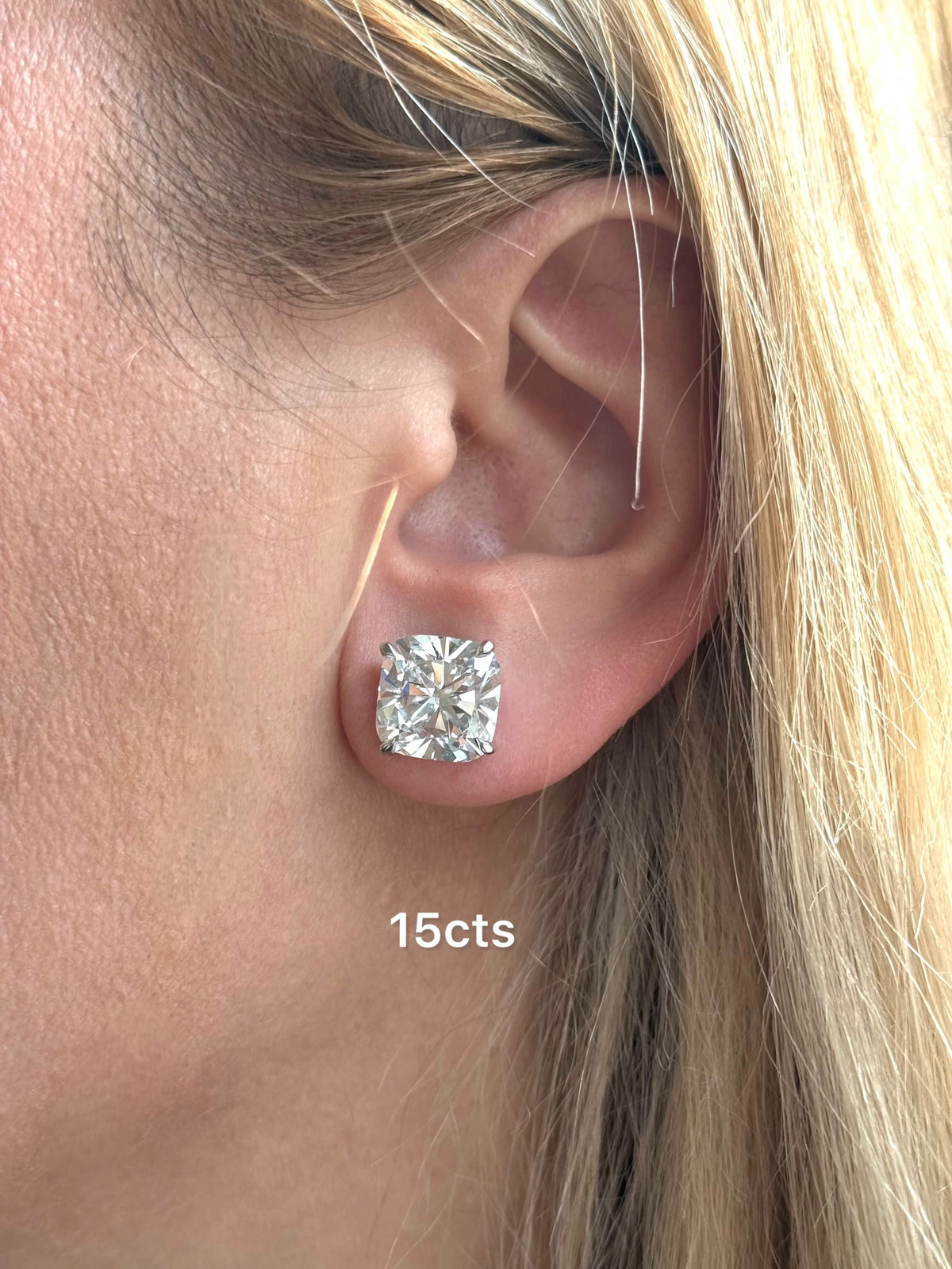 Lab Grown Square Cushion Studs