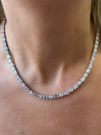 Lab Grown Oval And Emerald Diamond Tennis Necklace
