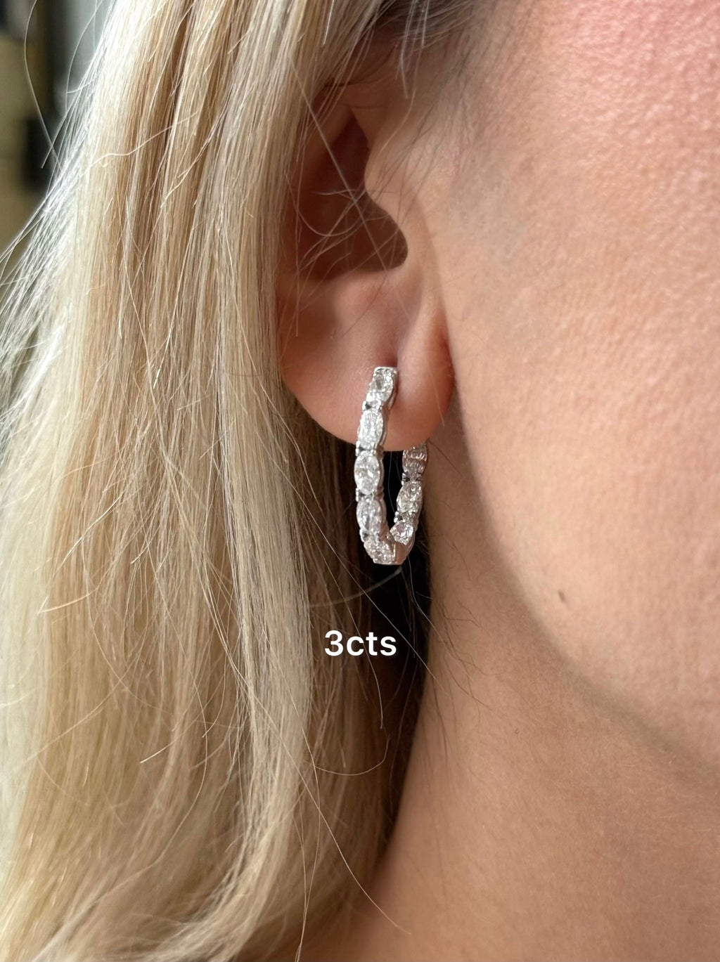 Lab Grown Oval Diamond Hoop Earrings - 1.00"