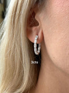 Lab Grown Oval Diamond Hoop Earrings - 1.00"