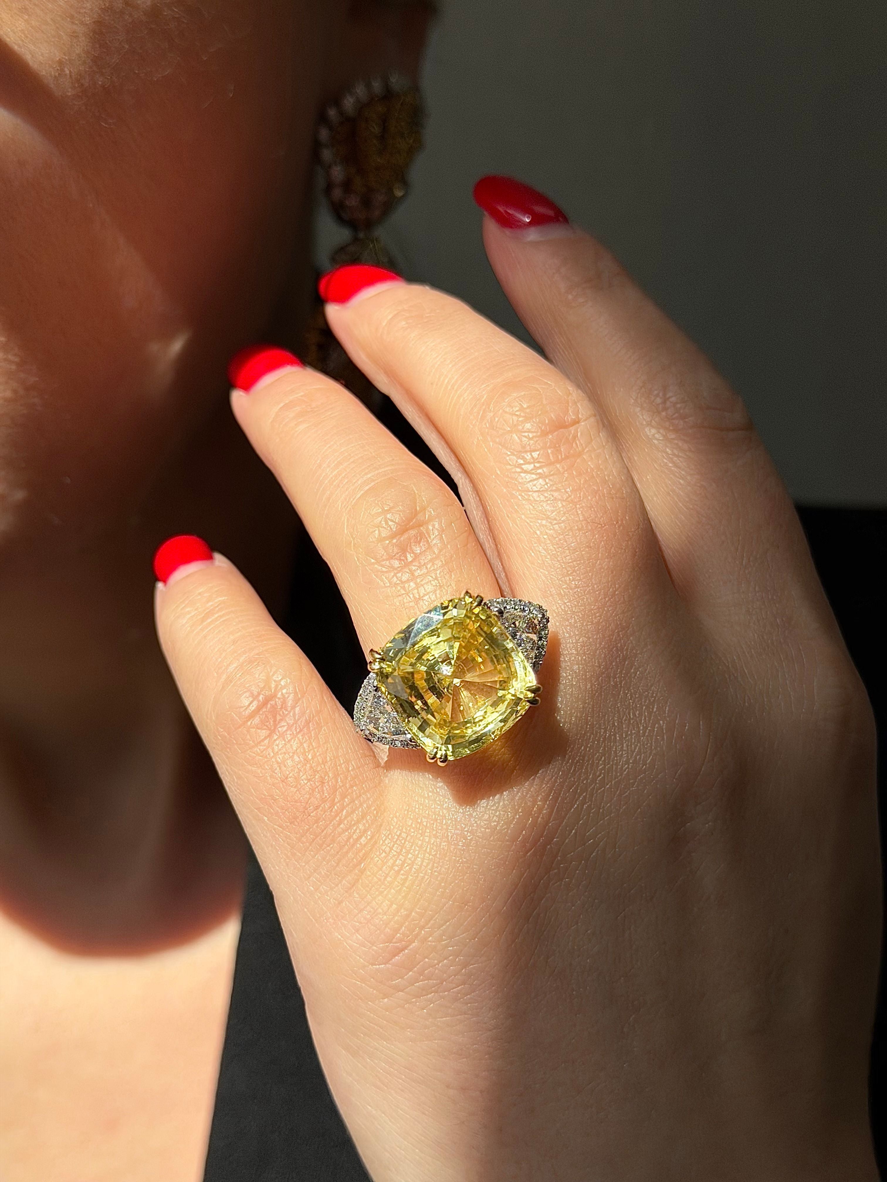 Yellow Ceylon UnHeated Sapphire Ring