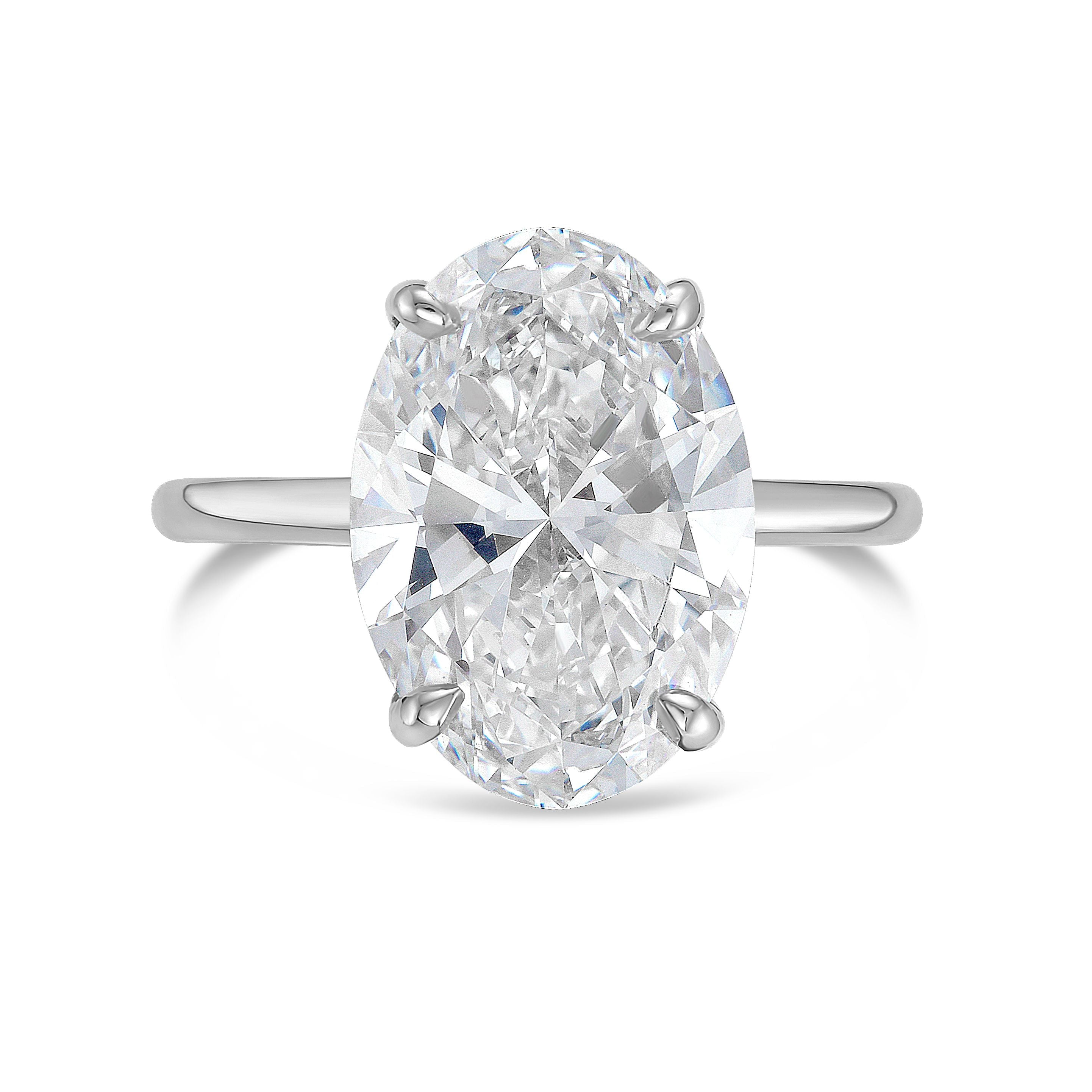 Lab-Grown Oval Diamond Solitaire Engagement Ring, 18K Gold