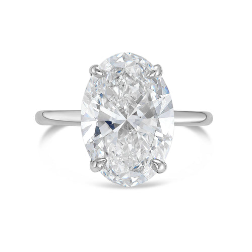 Lab-Grown Oval Diamond Solitaire Engagement Ring, 18K Gold