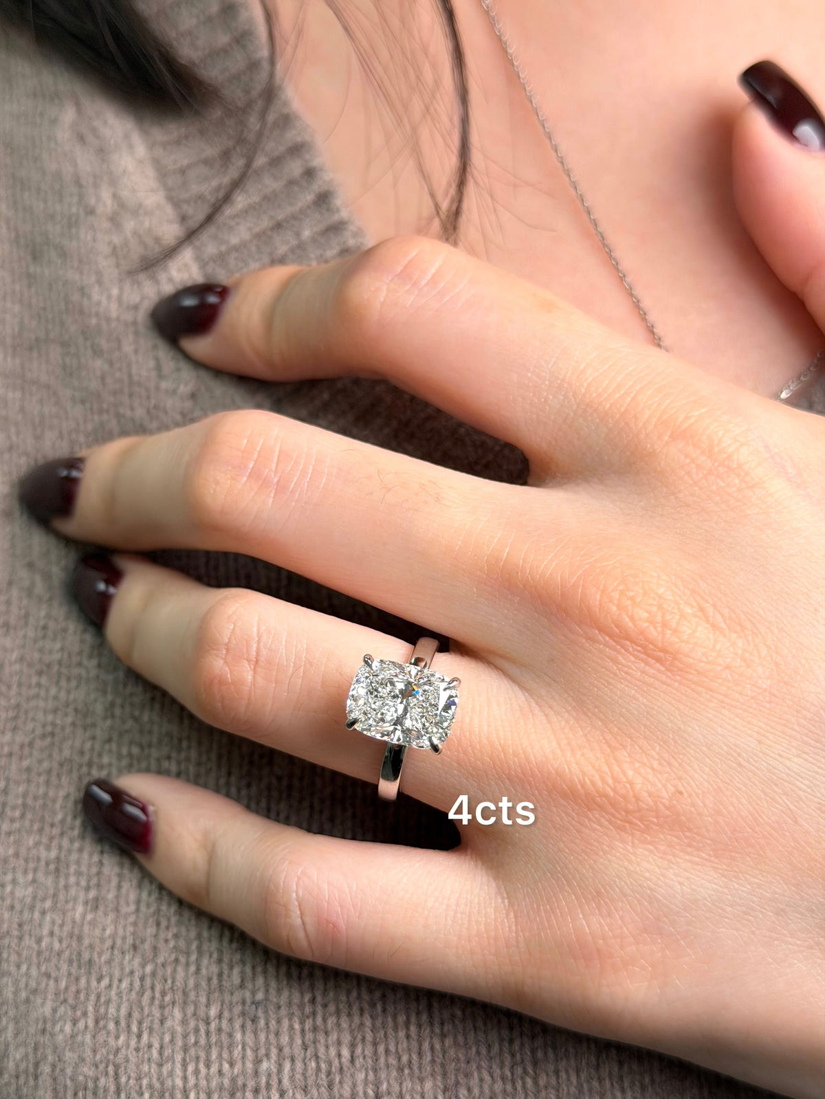 Lab-Grown Cushion-Cut Diamond Solitaire Engagement Ring