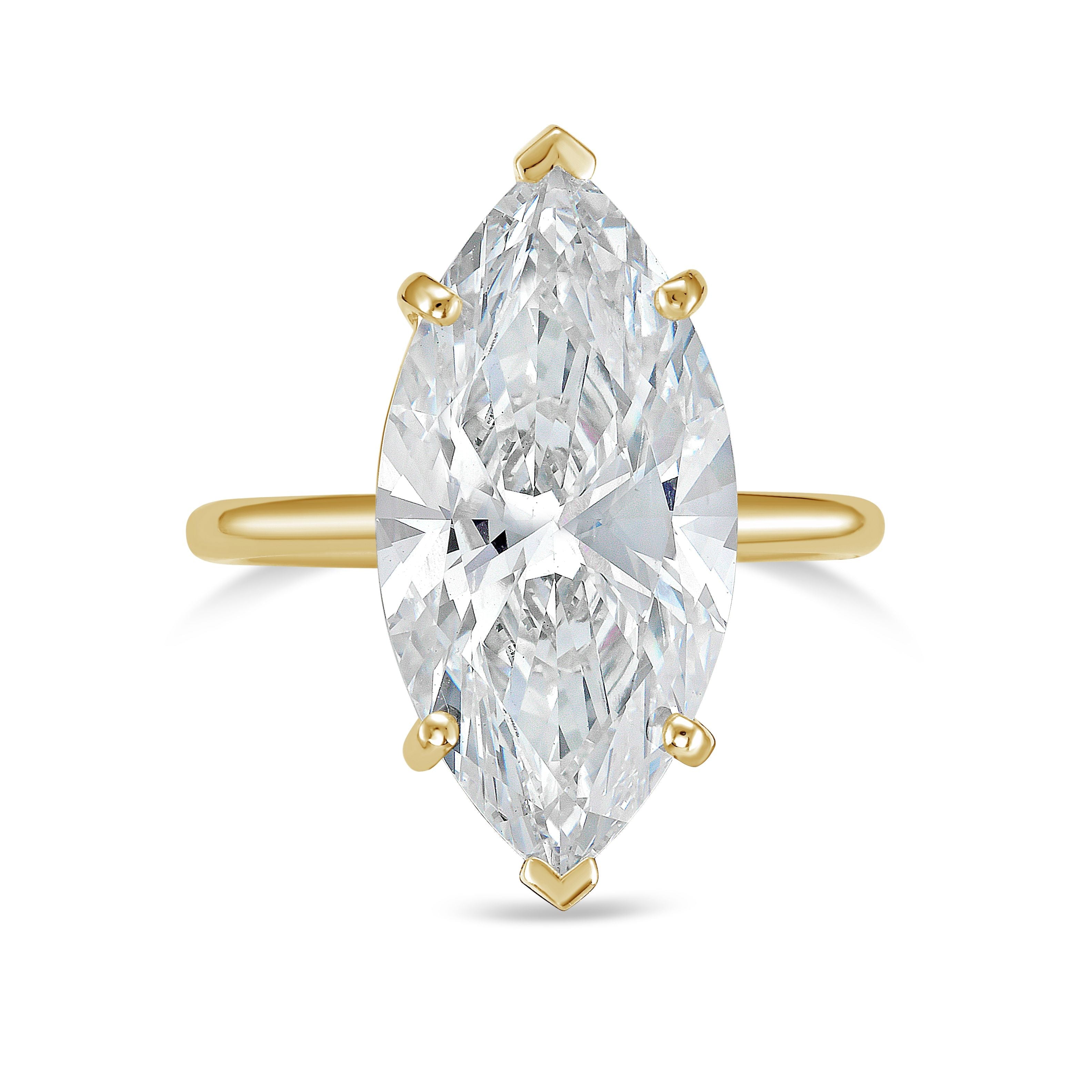 Lab-Grown Marquise Diamond Solitaire Ring, 18K Gold