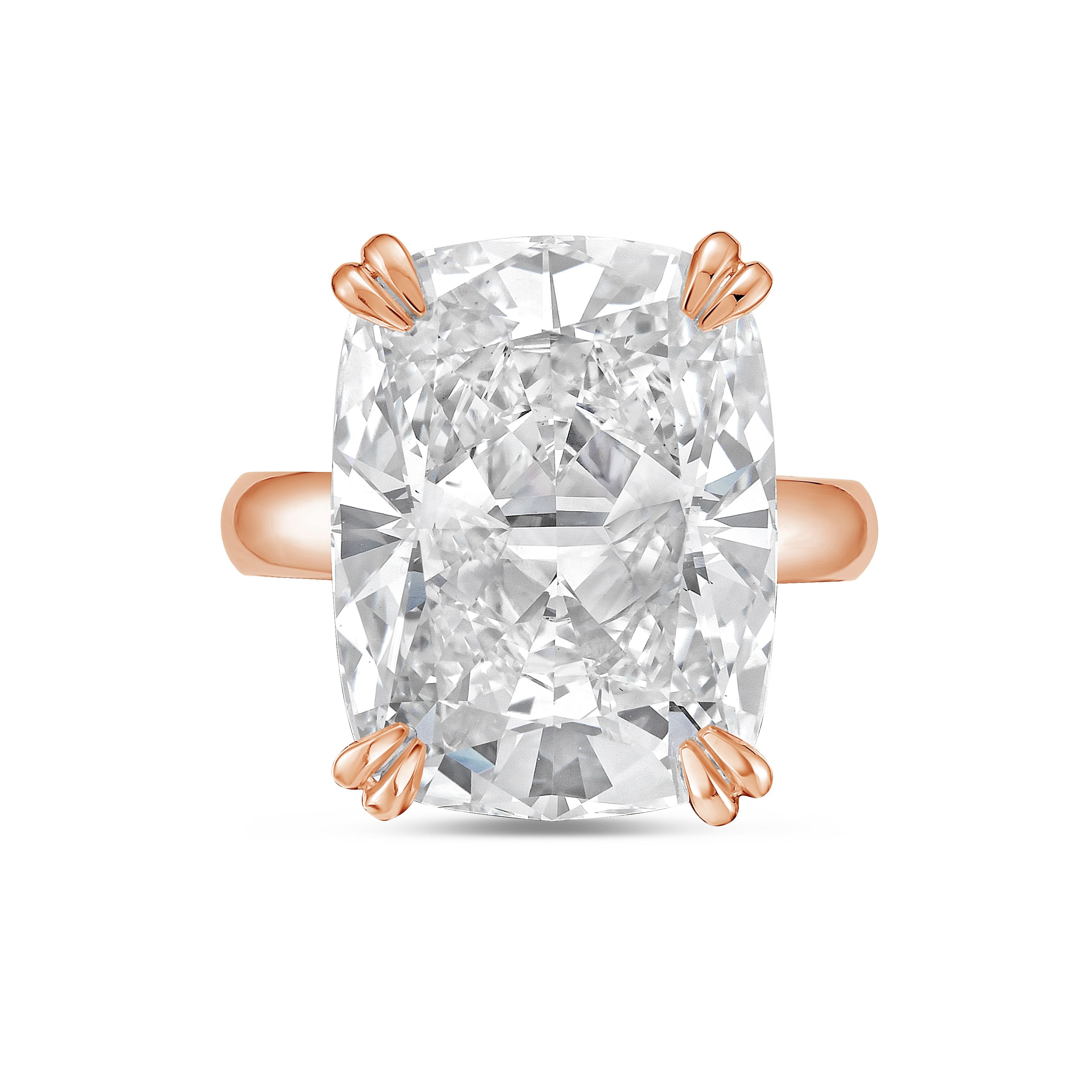 Lab-Grown Elongated Cushion Diamond Double Claw Engagement Ring, 14K Gold