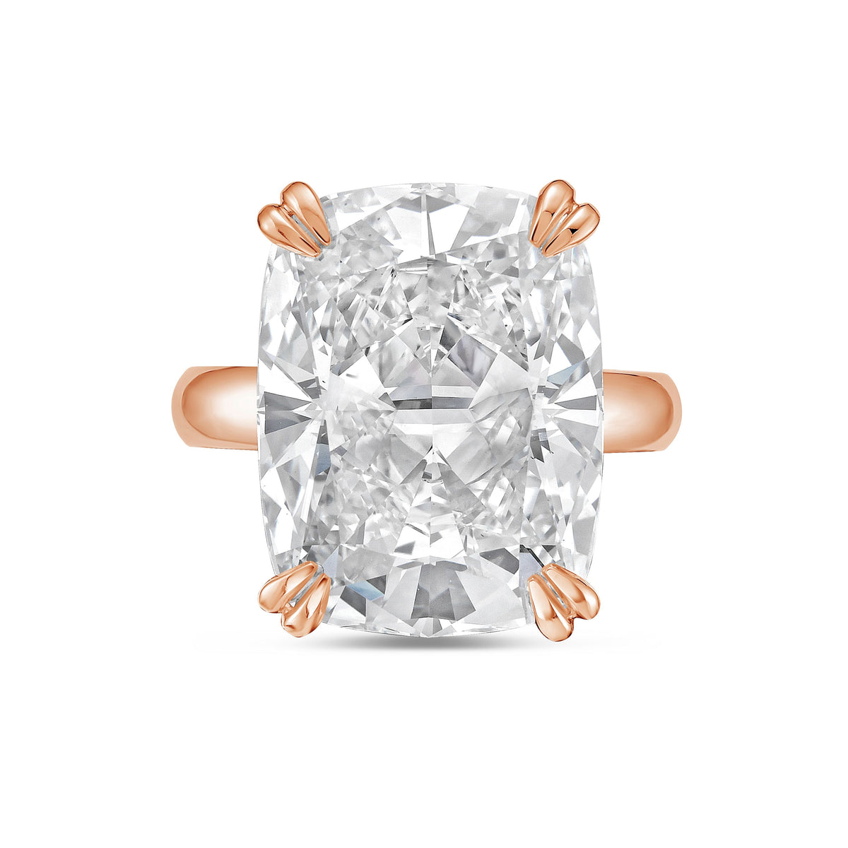 Lab-Grown Elongated Cushion Diamond Double Claw Engagement Ring