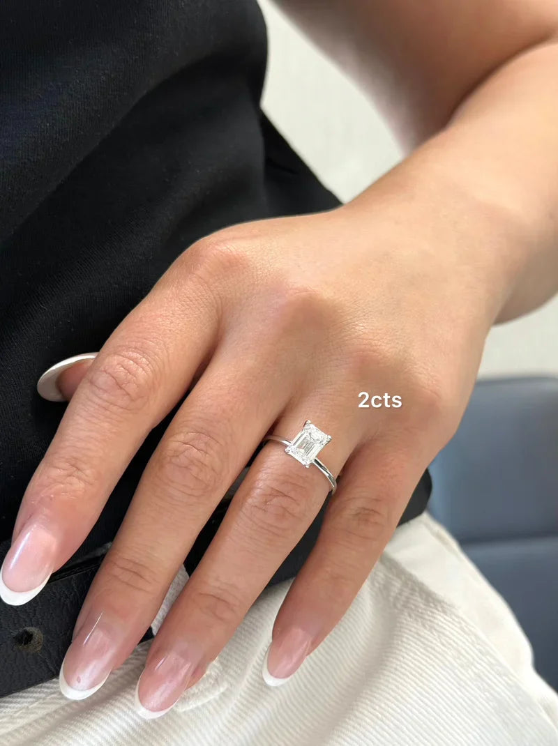 Lab-Grown Emerald-Cut Diamond Solitaire Ring