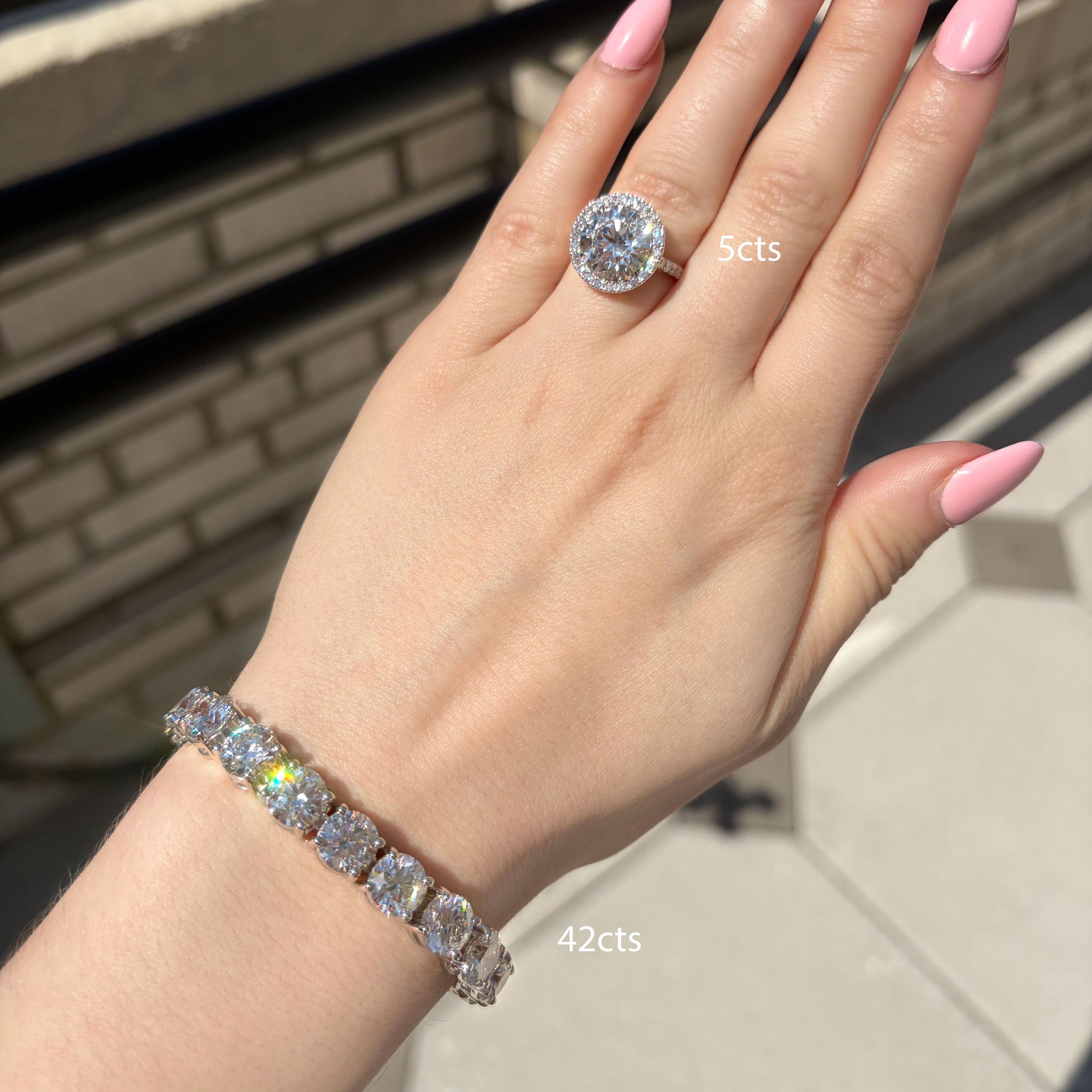 Lab-Grown Round Diamond Pave Halo Ring, 18K Gold